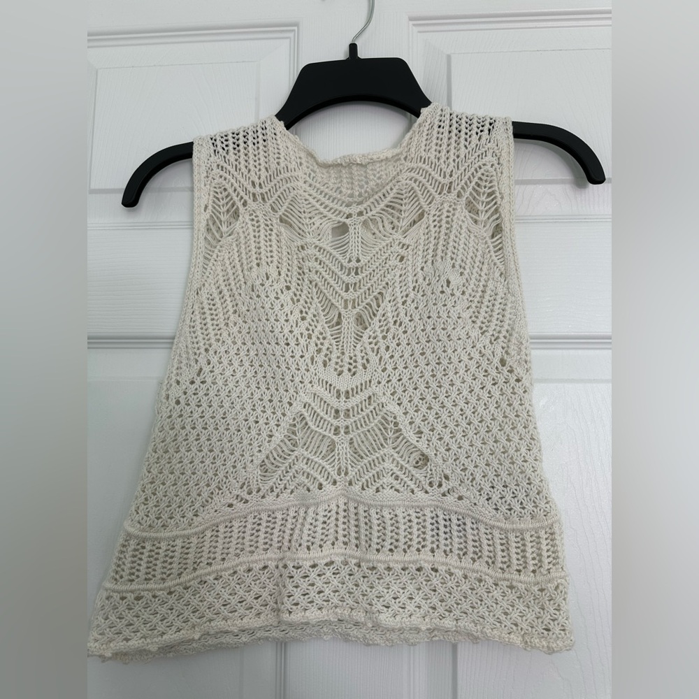 Abercrombie & Fitch Cream Crochet Knit Crop Tank